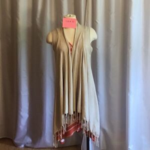 Lightweight sleeveless coverup/sweater in light tan in size small by JOSEPH A.